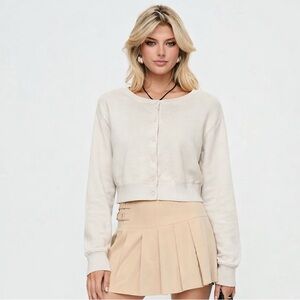 H&M White/Cream Cotton Button-Up Cardigan Size L